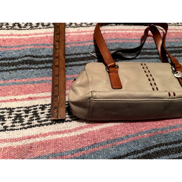 fossil • cream brown shoulder bag satchel purse key leather designer neutral - Picture 11 of 16